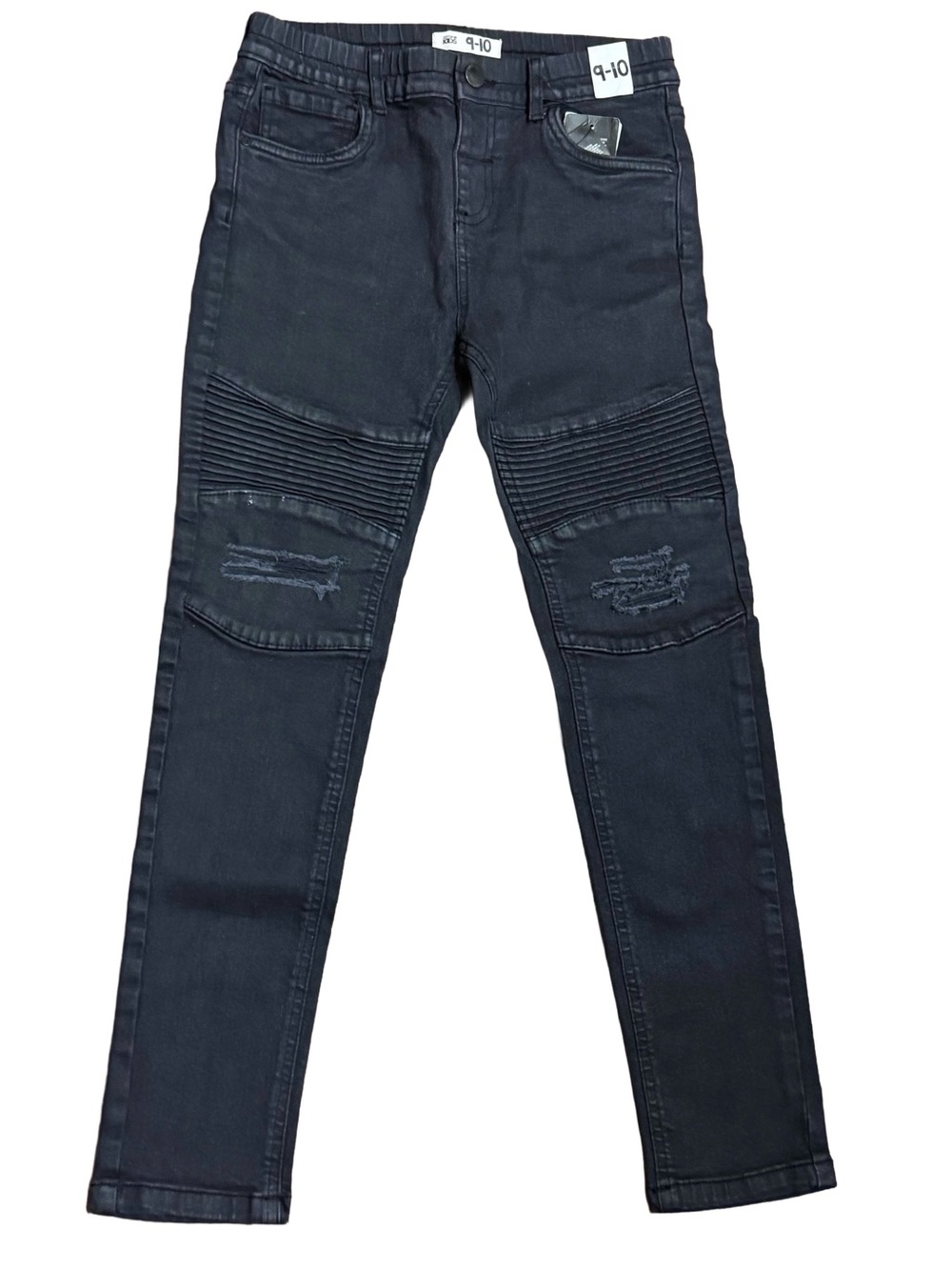 NWT Cotton On Kids Black Moto Distressed Biker Denim Jeans Size 9-10 Streetwear